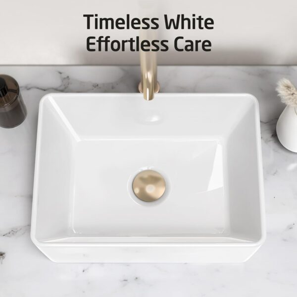 KES 16"x12" White Rectangular Bathroom Vessel Sink – Above Counter Porcelain Ceramic Vanity Sink for Small Bathroom or Powder Room